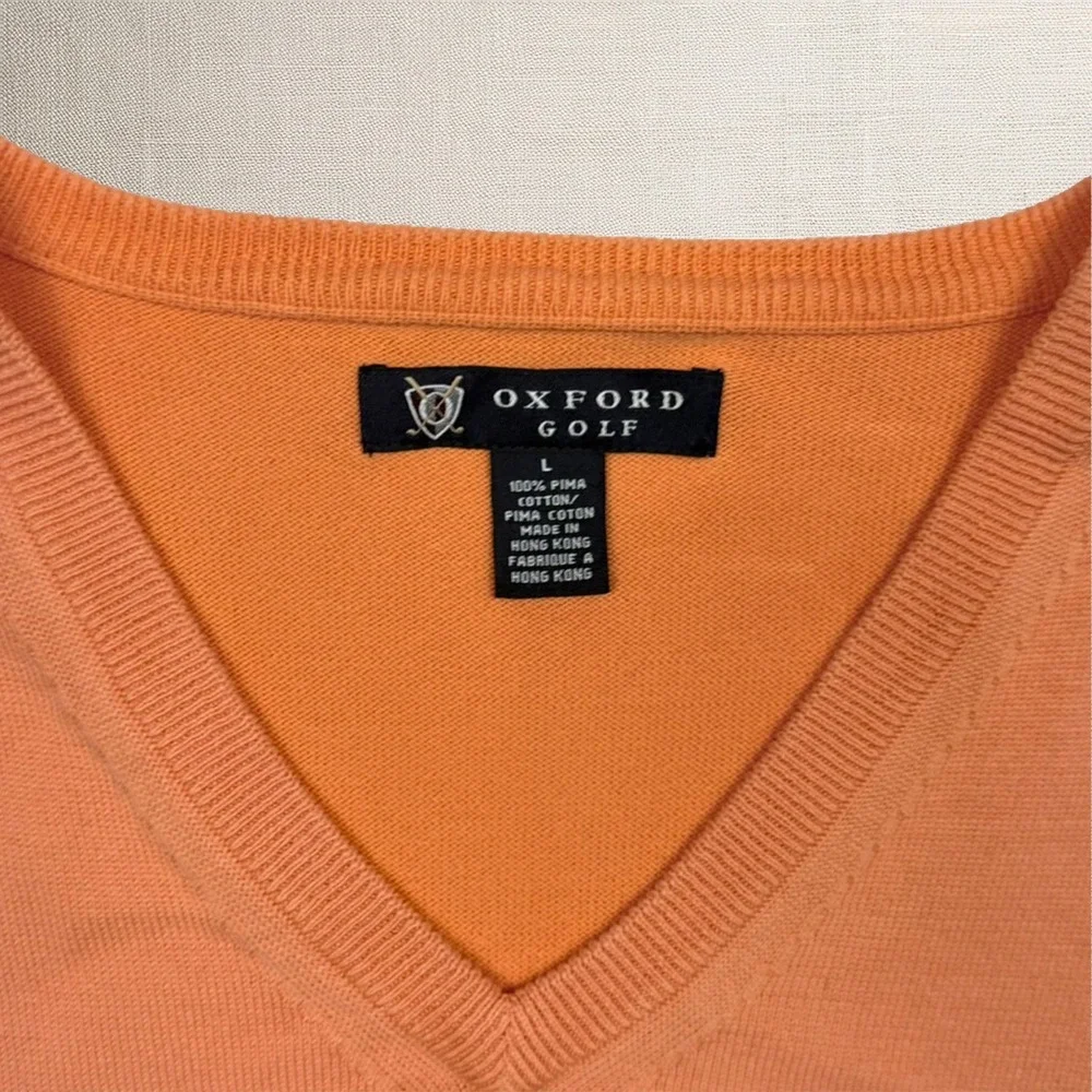 Mens Sweater Vest Large Oxford Golf 100% Pima Cotton V-Neck Country Club Preppy